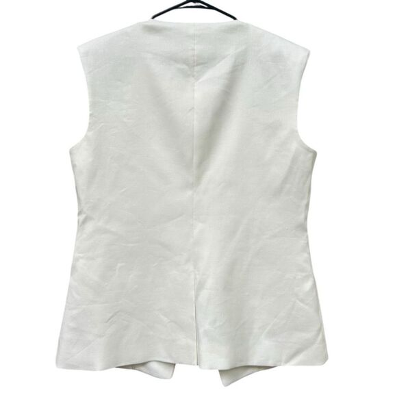 Veronica Beard Tamara White Linen Collarless Vest - Picture 8 of 12